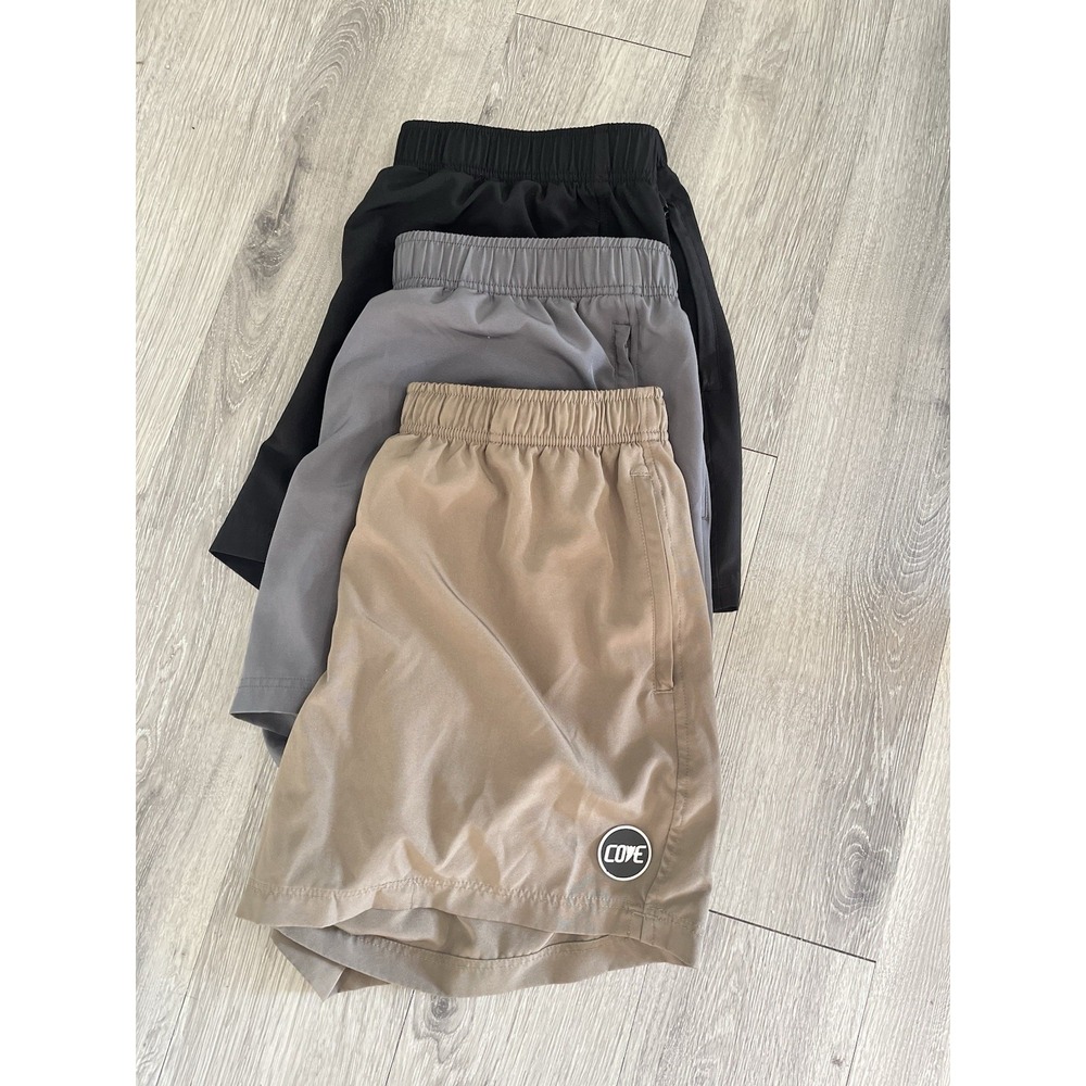 Cove Athletic Shorts Mens 36/5" Black Gray Khaki (3) Unlined Gym Running Workout